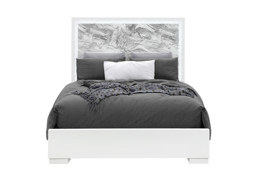 NAOMI SILVER MARBLE FULL BED WITH LED - Furniture House (VA)
