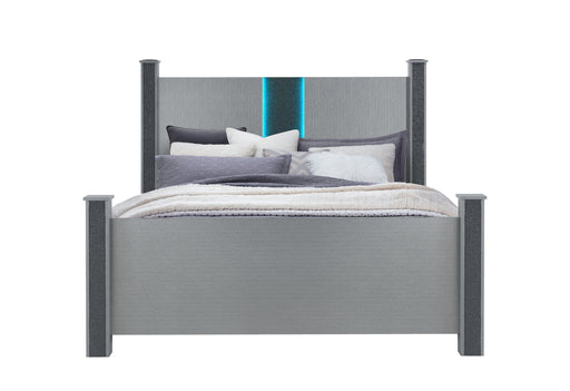 LOGAN SILVER KING BED WITH LED AND SPEAKERS - Furniture House (VA)