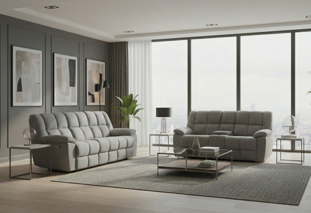 U6000 SMOKE RECLINING SOFA/CONSOLE RECLINING LOVESEAT - Furniture House (VA)