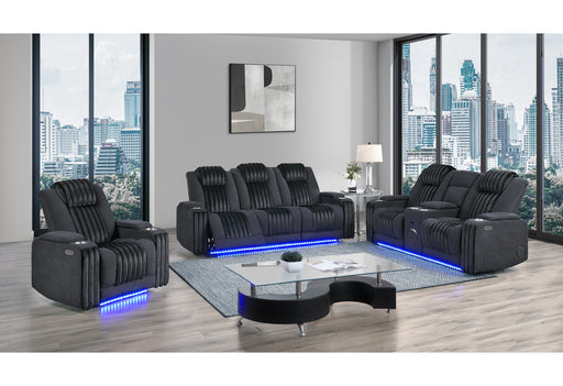 U8000 BLACK PWR REC SOFA/PWR CON REC LOVESEAT/PWR RECLINER W/PHR - Furniture House (VA)