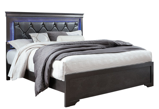 POMPEI METALLIC GREY KING BED WITH LED - Furniture House (VA)