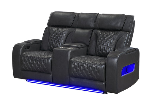 U8611 BLANCHE CHARCOAL PWR CON REC LOVESEAT WITH PHR, LED & SPEAKER - Furniture House (VA)