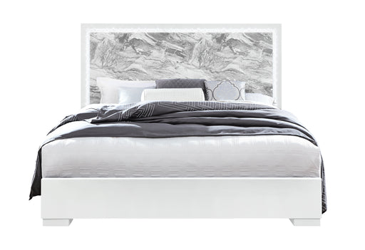 NAOMI SILVER MARBLE KING BED WITH LED - Furniture House (VA)