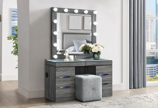 LEXI GREY VANITY SET WITH STOOL - Furniture House (VA)