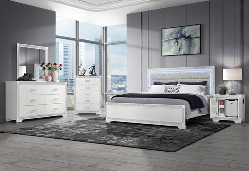 SOLEIL WHITE KING BED GROUP WITH COOLER AND SPEAKER - Furniture House (VA)