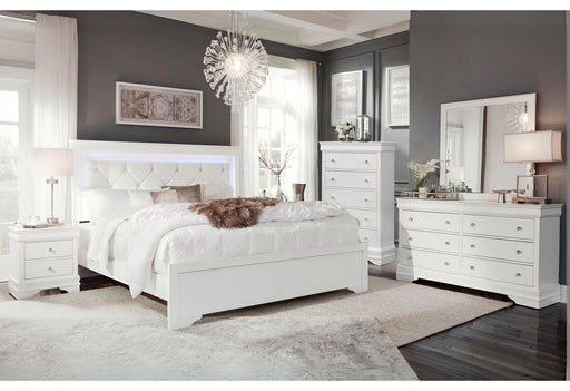 POMPEI METALLIC WHITE FULL BED GROUP WITH LED - Furniture House (VA)