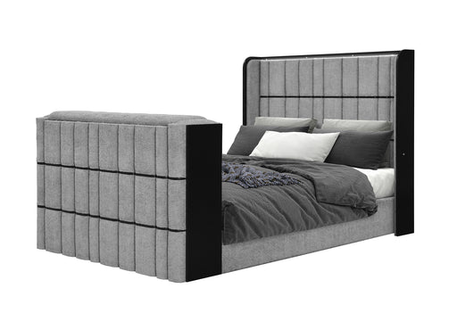 ISABELLA GREY QUEEN BED W/LED, TV LIFT, SPEAKER AND FIREPLACE - Furniture House (VA)