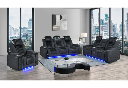 U8000 BLACK PWR REC SOFA/PWR CON REC LOVESEAT/PWR RECLINER W/PHR - Furniture House (VA)