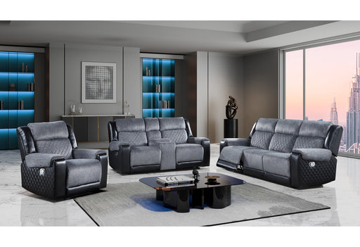 U5914/U5915 GREY/BLACK REC SOFA/CRLS W/IMMERSIVE SOUND & BLUE LED/REC - Furniture House (VA)