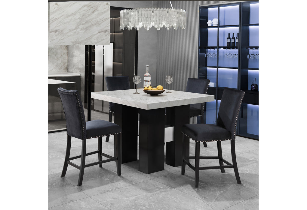 D04 WHITE BAR TABLE AND 6 D04 BLACK BAR STOOL - Furniture House (VA)
