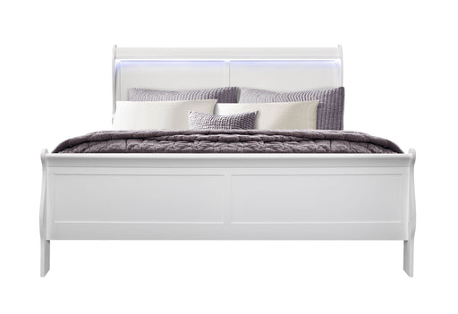 CHARLIE WHITE KING BED WITH LED, DRESSER, MIRROR AND NIGHTSTAND - Furniture House (VA)