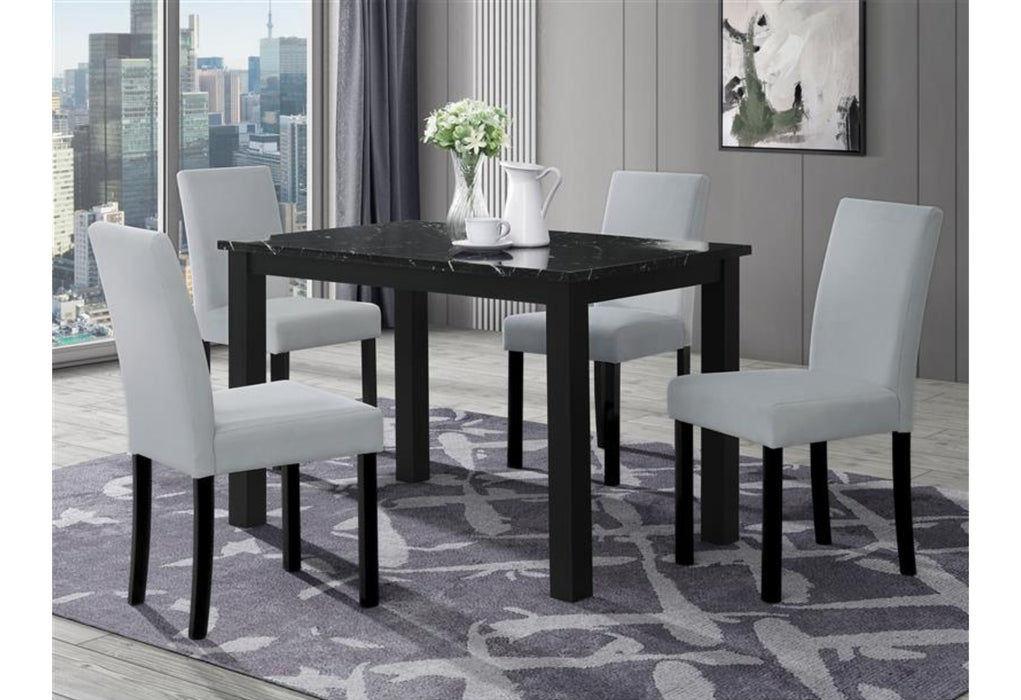 D8032 BLACK DINING TABLE & D9026 DINING CHAIR SILVER - Furniture House (VA)