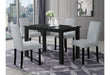 D8032 BLACK DINING TABLE & D9026 DINING CHAIR SILVER - Furniture House (VA)