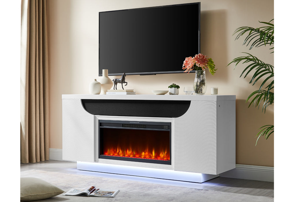 AILEEN WHITE 76" ENT UNIT W/LED, SPEAKERS, CRYSTAL AND POP-UP DOORS - Furniture House (VA)