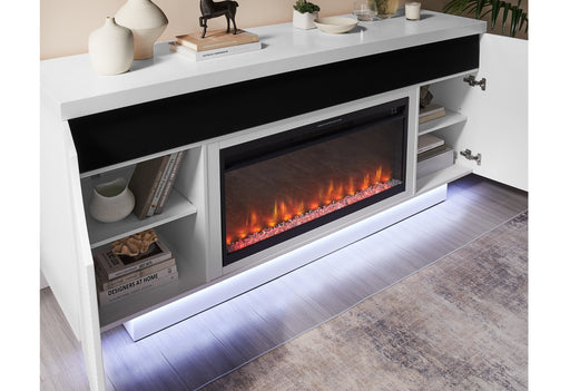 AILEEN WHITE 76" ENT UNIT W/LED, SPEAKERS, CRYSTAL AND POP-UP DOORS - Furniture House (VA)