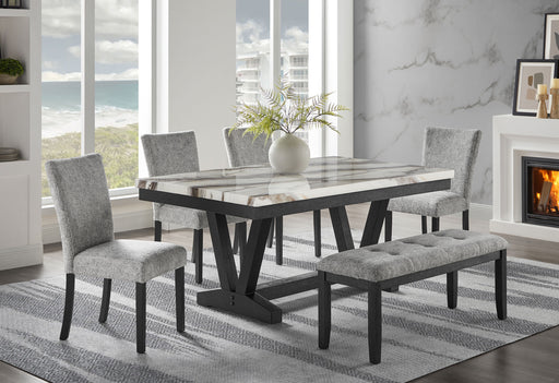 D1319 BLK/WHT DINING TABLE, 4 D1319 LT GREY DC & D1319 LT GREY BN - Furniture House (VA)