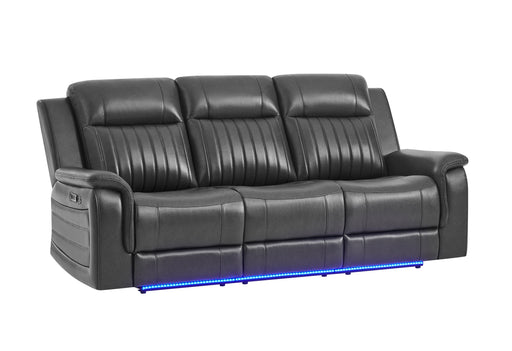 U8879 BLANCHE CHARCOAL PWR REC SOFA W/LED & GLOBAL SURROUND SYSTEM - Furniture House (VA)