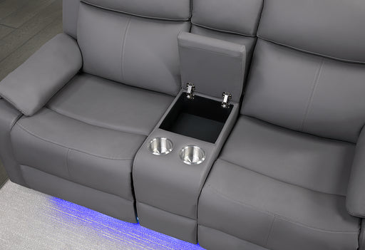 U6026 GREY 46A PU RECLINING SOFA/CONSOLE RECLINING LOVESEAT - Furniture House (VA)