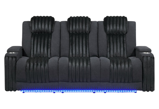 U8000 BLACK PWR REC SOFA W/PHR, DDT, READING LIGHT & LED LIGHT - Furniture House (VA)