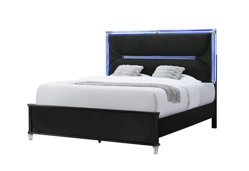 LANDO BLACK KING BED WITH CONTINUOUS LED - Furniture House (VA)