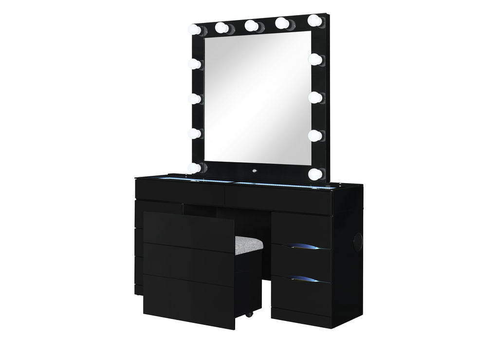 ELLA BLACK VANITY SET WITH STORAGE STOOL - Furniture House (VA)