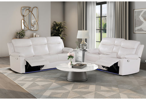 U6026 BLANCHE WHITE REC SOFA/CONSOLE REC LOVESEAT WITH LED & SPEAKER - Furniture House (VA)