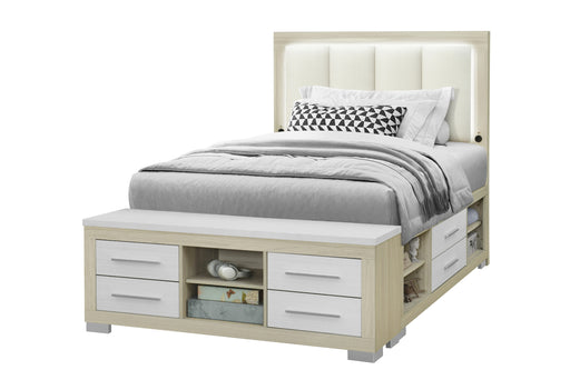 EMMA NATURAL/WHITE FULL BED WITH LED AND USB - Furniture House (VA)