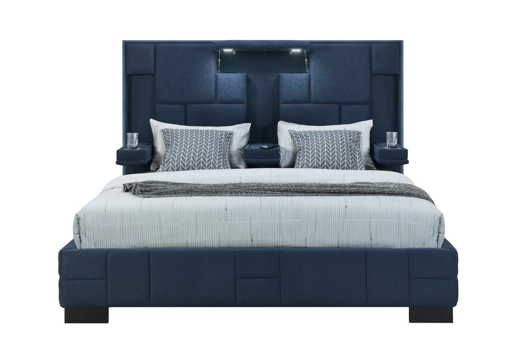 OSCAR NAVY BLUE KING BED NO WOOD TRIM - Furniture House (VA)