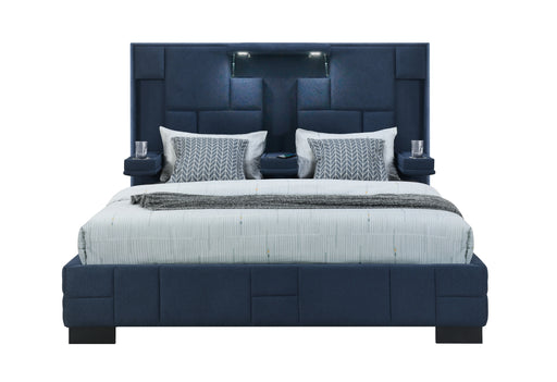 OSCAR NAVY BLUE KING BED NO WOOD TRIM - Furniture House (VA)