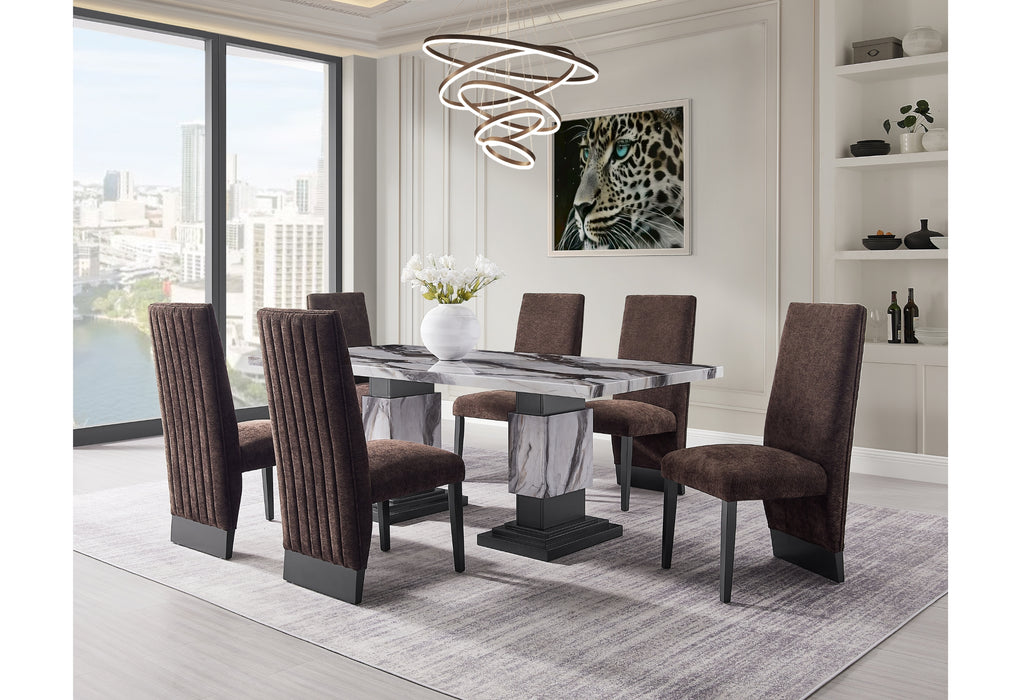 D12 DINING TABLE AND 8 D12 BROWN DINING CHAIRS - Furniture House (VA)