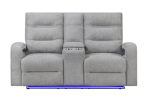 U6611 GREY 15 POWER CONSOLE RECLINING LOVESEAT WITH LED - Furniture House (VA)