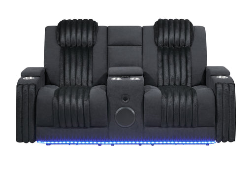 U8000 BLACK PWR CONSOLE REC LOVESEAT W/PHR, LED AND SPEAKER - Furniture House (VA)