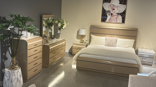 GENESIS GOLD QUEEN BED WITH LED - Furniture House (VA)