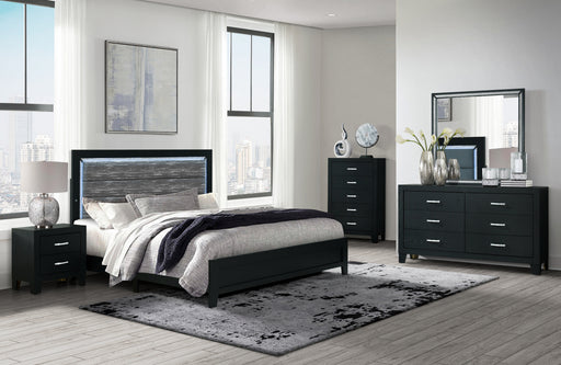 REID BLACK KING BED GROUP WITH LED - Furniture House (VA)