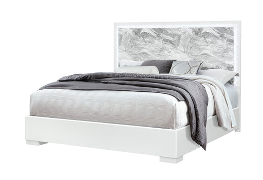 NAOMI SILVER MARBLE KING BED WITH LED - Furniture House (VA)