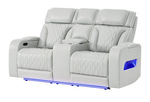 U8611 BLANCHE SILVER PWR CON REC LOVESEAT WITH PHR, LED & SPEAKER - Furniture House (VA)