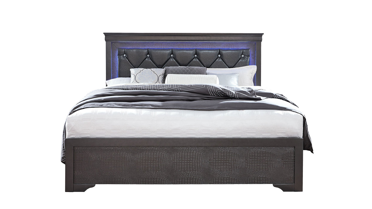 POMPEI METALLIC GREY FULL BED WITH LED - Furniture House (VA)