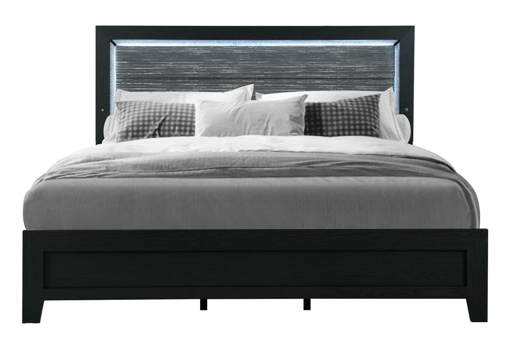 REID BLACK KING BED GROUP WITH LED - Furniture House (VA)