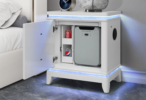 ALINA WHITE QUEEN BED GROUP WITH LED, COOLER, SPEAKER AND USB - Furniture House (VA)