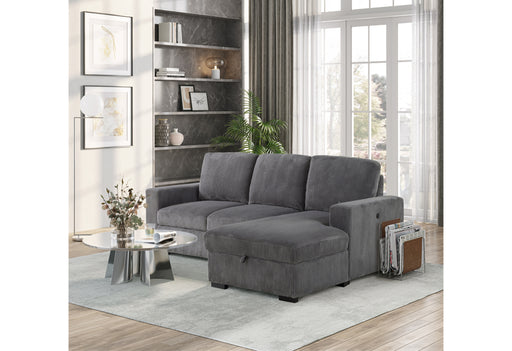 U2660 GREY L SOFA BED SECTIONAL WITH PULLOUT - Furniture House (VA)