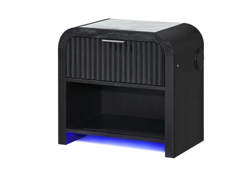 BECKETT WHT/BLK NIGHTSTAND W/LED & SPEAKER - Furniture House (VA)
