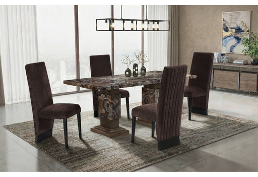 D12 BROWN DINING TABLE WITH 8 D12 BROWN DINING CHAIRS - Furniture House (VA)