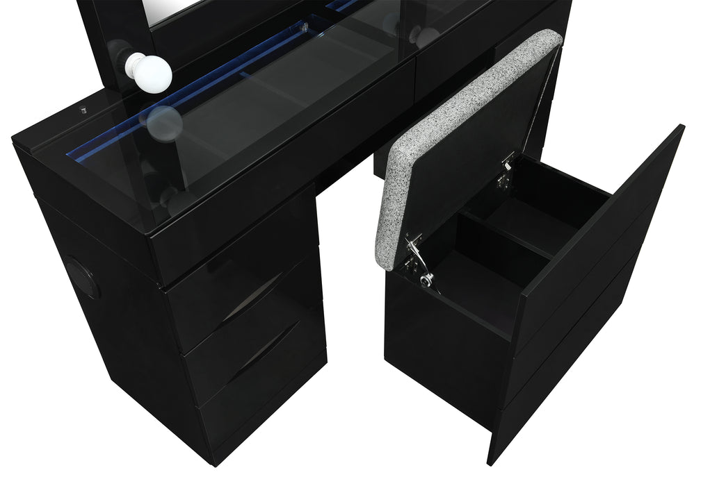 ELLA BLACK VANITY SET WITH STORAGE STOOL - Furniture House (VA)