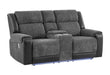 U5915 GREY/BLACK CONSOLE REC LOVESEAT W/IMMERSIVE SOUND & BLUE LED - Furniture House (VA)