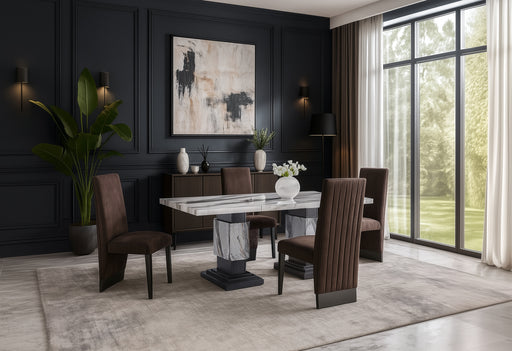 D12 DINING TABLE AND 8 D12 BROWN DINING CHAIRS - Furniture House (VA)