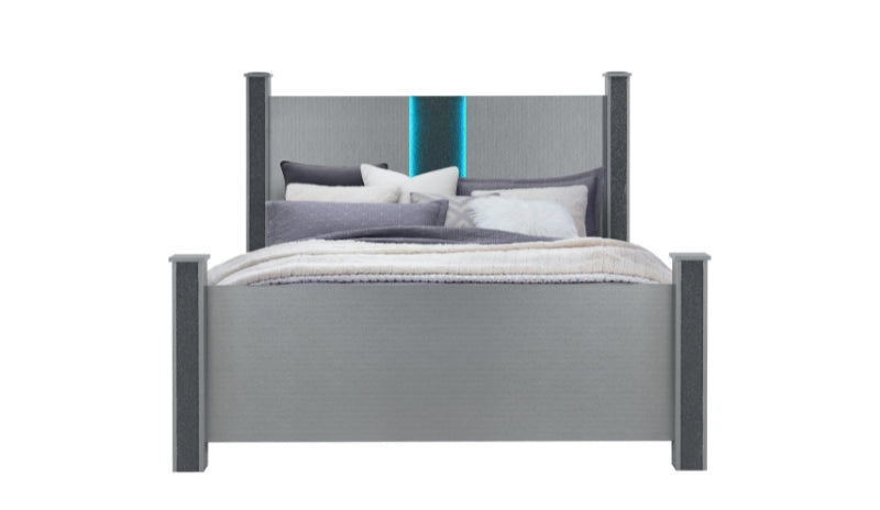 LOGAN SILVER FULL BED, DRESSER, MIRROR AND NIGHTSTAND - Furniture House (VA)