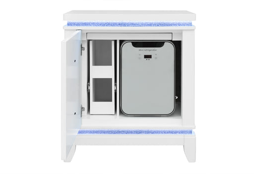 ALINA WHITE NIGHTSTAND WITH COOLER, LED, SPEAKER AND USB - Furniture House (VA)