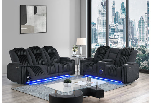 U8000 BLACK PWR REC SOFA/PWR CONSOLE REC LOVESEAT W/PHR - Furniture House (VA)