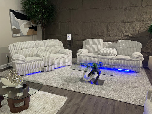 U8686 BLACK PWR REC SOFA W/ LED/PWR CONSOLE REC LOVESEAT W/LED - Furniture House (VA)