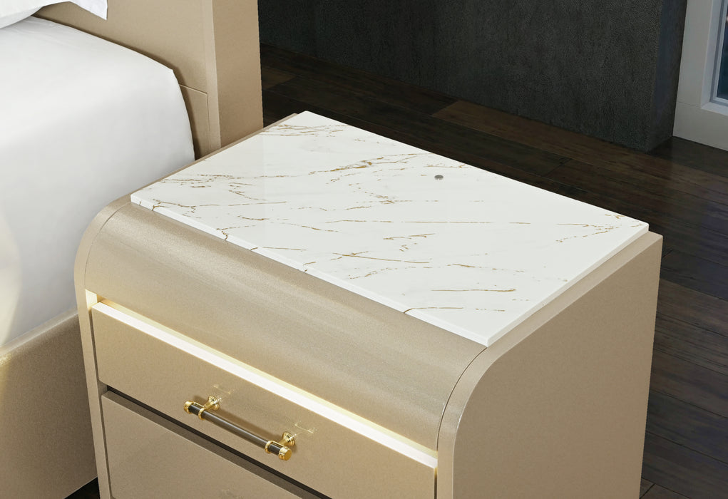 GENESIS GOLD QUEEN BED WITH LED - Furniture House (VA)